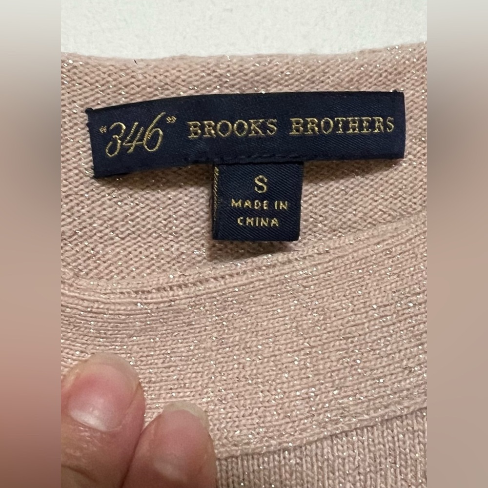 Brooks Brothers 346 Lambswool Blend Sparkle Bow Sweater Pale Pink Holiday Classy - Picture 6 of 9